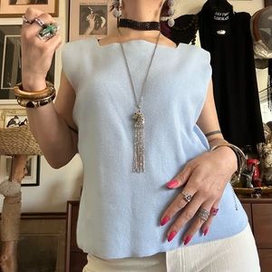 vintage 90s esperanto pale blue cotton rib knit tank / size xl